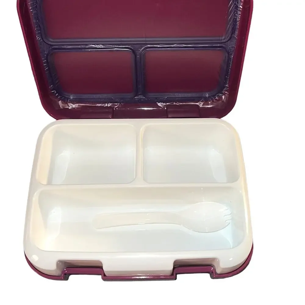 NWOT NWOB Bento Lunch Box Leakproof Purple 3 Compartments BPA-Free w/ Spork
